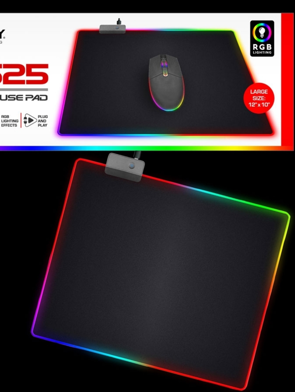 Gaming Mouse Pad Neon Lights on Black